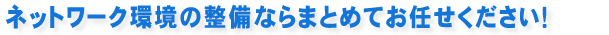 ネットワーク環境の整備ならまとめてお任せください！